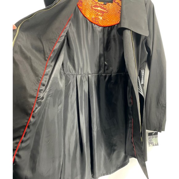 STEVE MADDEN Black Belted Hi Low Trench Coat Jacket - Picture 5 of 12